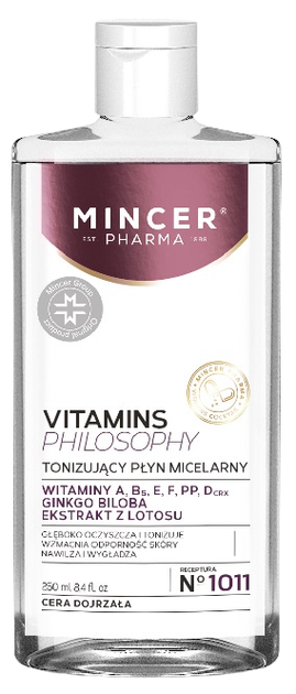Płyn micelarny do twarzy Mincer Pharma Vitamins Philosophy tonizujący No.1011 250 ml (5902557261352) - obraz 1