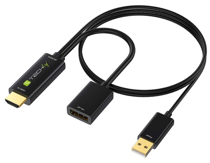 Adapter TECHly HDMI / DisplayPort + USB power (ICOC HDMI-DP12A60) - obraz 1