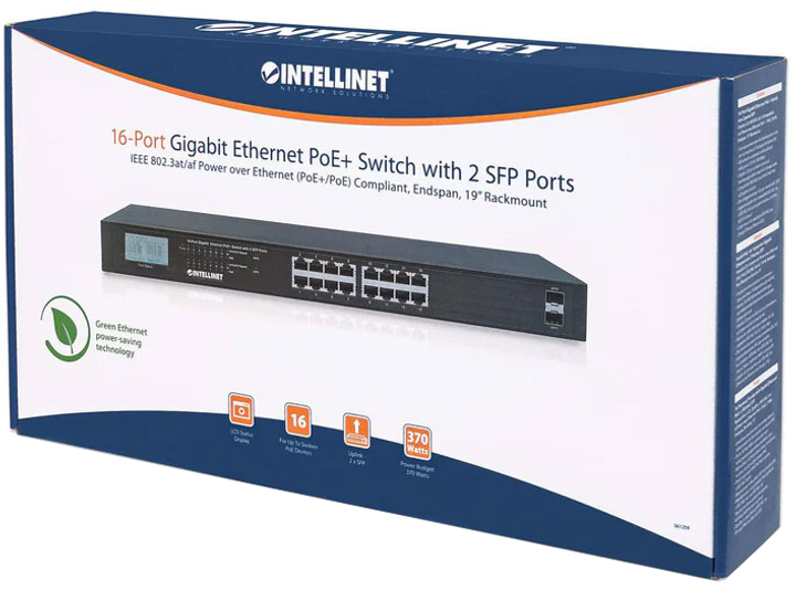 Przełącznik Intellinet 561259 16x 10/100/1000 PoE+ (766623561259) - obraz 5