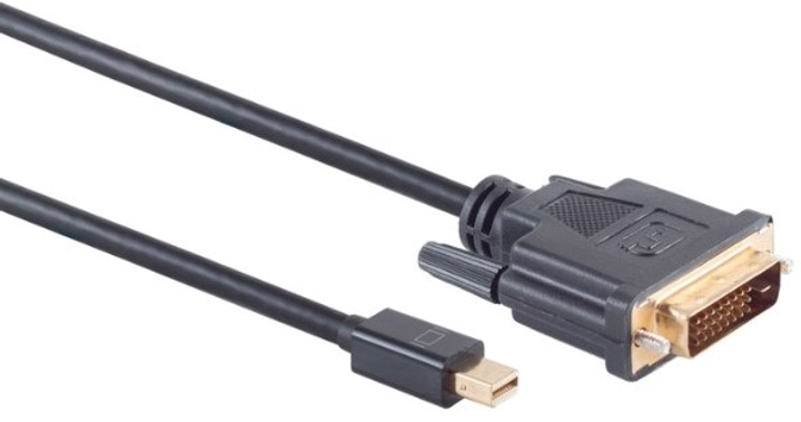 Kabel PNY mini-DisplayPort - DVI rozłączający single-link 9.6 cm Black (QSP-MINIDP/DVIV3) - obraz 1