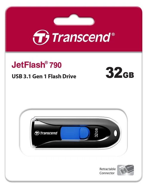 Накопичувач Transcend 32GB USB 3.1 Type-A JetFlash 790 Чорний (TS32GJF790K) - Фото 1 Накопичувач Transcend 32GB USB 3.1 Type-A JetFlash 790 Чорний (TS32GJF790K) - зображення 1
