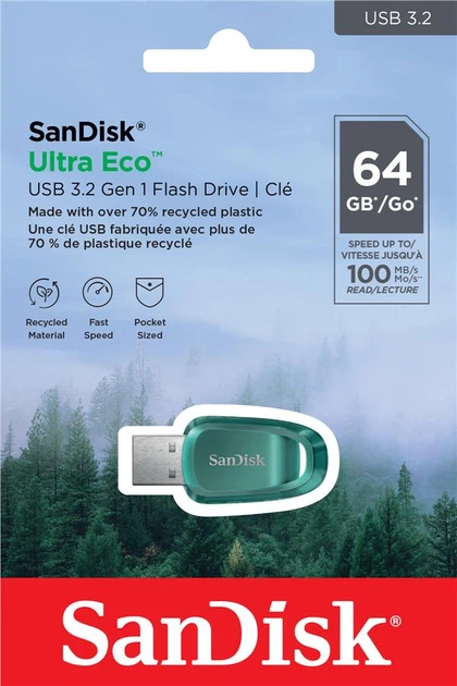 Накопичувач SanDisk 64GB USB 3.2 Type-A Ultra Eco Зелений (SDCZ96-064G-G46) - изображение 2
