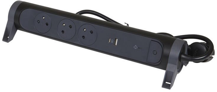 Мережевий подовжувач Legrand 3x2PZ + USB A/C 1.5 м Black (3414971942721) - зображення 2