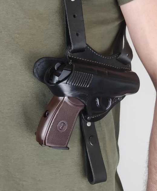 Кобура оперативная для пистолета ПМ Макарова с чехлом для обоймы и наручников - изображение 1