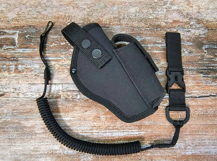 Кобура ТТ на пояс поясная с чехлом под магазин + шнур тренчик Фастекс черная (Cordura, чёрная) ms - изображение 1