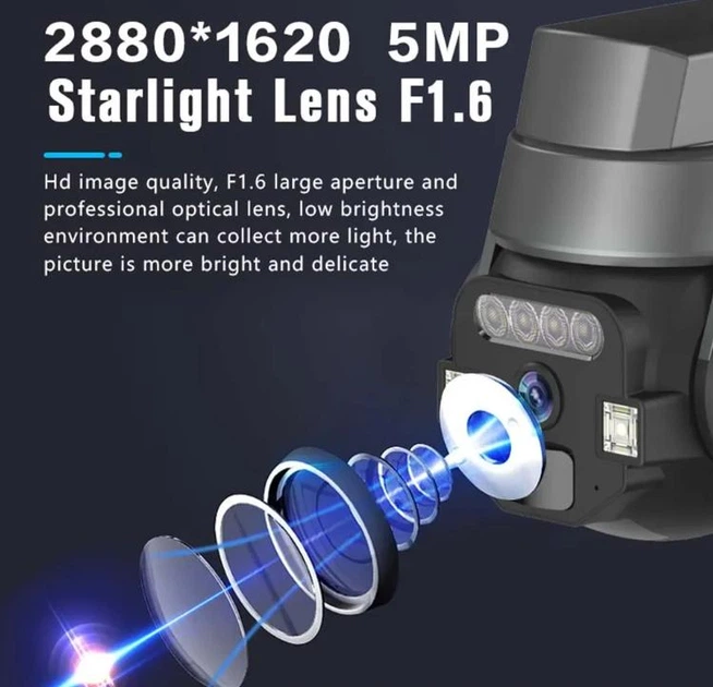 Розумна IP-камера відеоспостереження вулична Camera Por UKC Pro 5 mp 12V 2A водонепроникна з подвійним екраном Carecam Чорна/Black - зображення 4