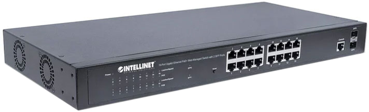 Комутатор Intellinet 561198 2x SFP 16x 10/100/1000 PoE+ (766623561198) - зображення 3