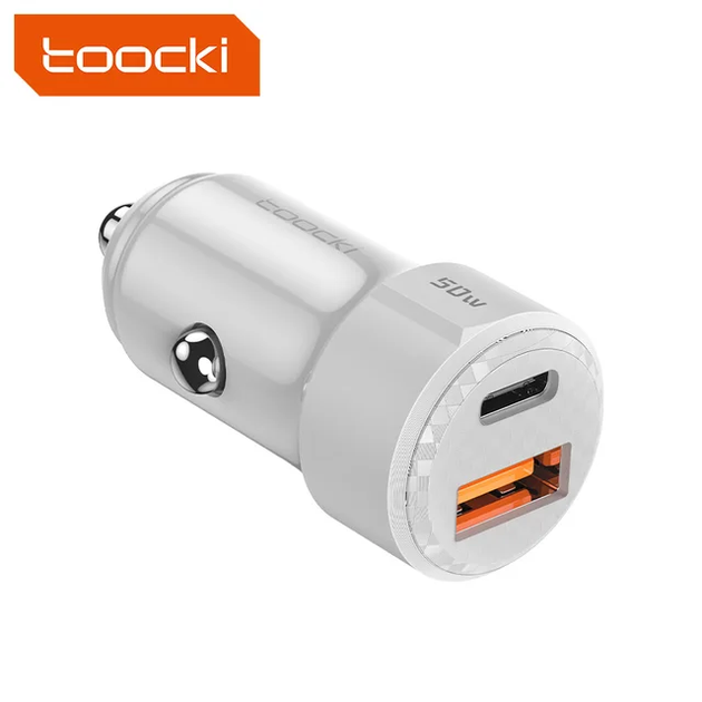 Автомобільний зарядний пристрій toocki TQ-CC25 50W Швидка зарядка PD3.0 Type C Quick Charge 3.0 USB White (730211951721) - Фото 2 Автомобільний зарядний пристрій toocki TQ-CC25 50W Швидка зарядка PD3.0 Type C Quick Charge 3.0 USB White (730211951721) - зображення 2
