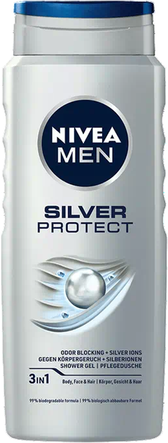 Гель для душу Nivea Men Shower Gel Silver Protect 3 в 1 500 мл (4005808627035) - зображення 1