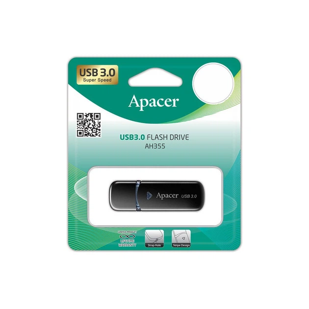 USB флеш накопитель Apacer 32GB AH355 Black USB 3.0 (AP32GAH355B-1) - изображение 4