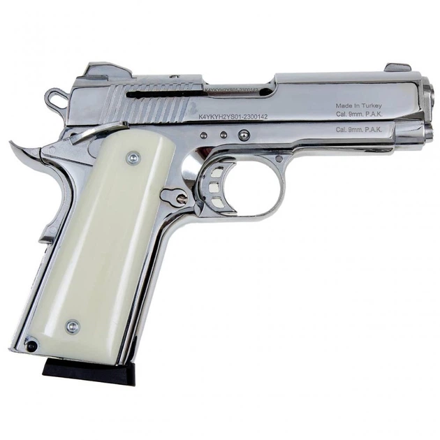 Стартовый пистолет Kuzey Arms 911-SX#3 Shiny Chrome Plating/White Grips - изображение 4