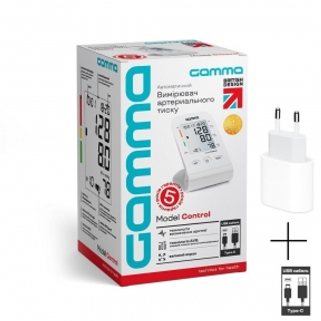 Тонометр Gamma Control 4Gen Type-C + мережевий адаптер автоматичний на плече гарантія 5 років - зображення 2