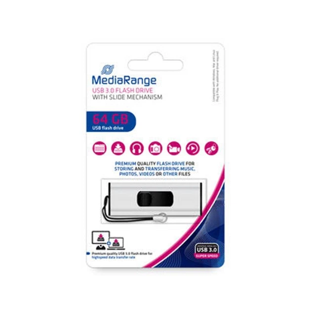 Флеш-накопичувач USB3.0 64GB MediaRange Black/Silver (MR917) - Фото 8 Флеш-накопичувач USB3.0 64GB MediaRange Black/Silver (MR917) - изображение 8