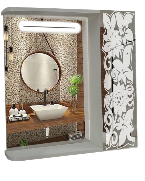 Шкаф-зеркало с LED подсветкой (60*70*14см) ШК853 - Фото 1 Шкаф-зеркало с LED подсветкой (60*70*14см) ШК853 - изображение 1