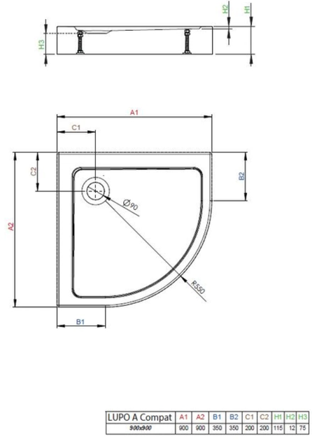Душовий піддон Lupo A Compact 800x800x115 LUA8080115-05 (TM Radaway)_np08/25 - изображение 2