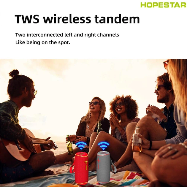 Портативна бездротова колонка Bluetooth Hopestar P34 Bass | 16 Вт, Bluetooth, TWS, FM, MP3, AUX, Mic | Синій - зображення 4