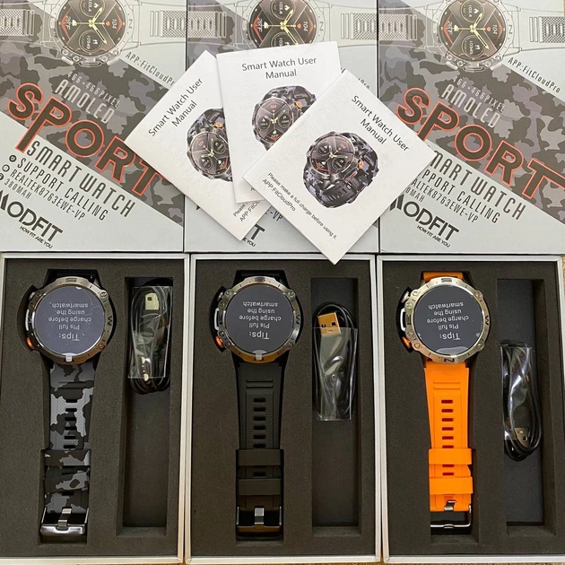 Smart Watch смарт часы мужские круглые черные стальной корпус с шагомером и пульсометром смартчасы наручные Bluetooth Modfit Combat - изображение 6