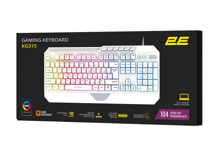 Клавіатура ігрова з підсвічуванням 2E GAMING KG315 White - зображення 4