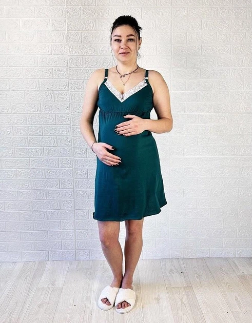 Комплект жіночий халат та нічна сорочка Tina 2371-1862 44-46 зелений - Фото 2 Комплект жіночий халат та нічна сорочка Tina 2371-1862 44-46 зелений - зображення 2