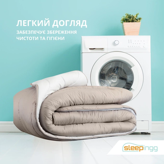Одеяло Sleepingg всесезонное евро 200х220 см антиаллергенное волокно двухстороннее Серо-белое (2200004313429_1) - Фото 6 Одеяло Sleepingg всесезонное евро 200х220 см антиаллергенное волокно двухстороннее Серо-белое (2200004313429_1) - изображение 6