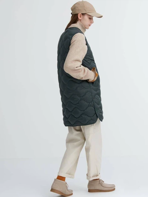 Теплый жилет пуховый удлиненный женский Uniqlo 254878028 S Зеленый (1159798818) - изображение 2