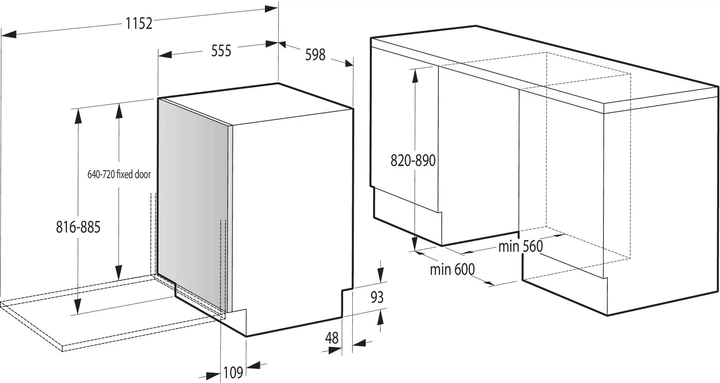 Посудомийна машина Gorenje вбудована 16компл. A+++ 60см AquaStop 3 кошики білий (GV643D90) - зображення 2
