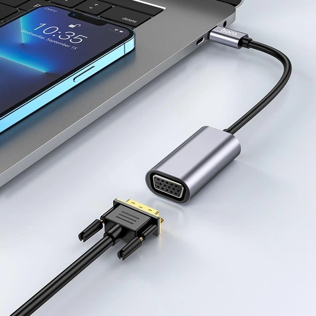 Адаптер Hoco переходник Type-C to VGA 1080p кабель 13см UA21 (Origin UA21 C) - изображение 2