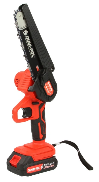Аккумуляторная цепная мини-пила Mar-pol M66164 21 В 1500 Вт с 2 аккумуляторами, ручная садовая пила 6 дюймов для обрезки веток - Фото 6 Аккумуляторная цепная мини-пила Mar-pol M66164 21 В 1500 Вт с 2 аккумуляторами, ручная садовая пила 6 дюймов для обрезки веток - изображение 6
