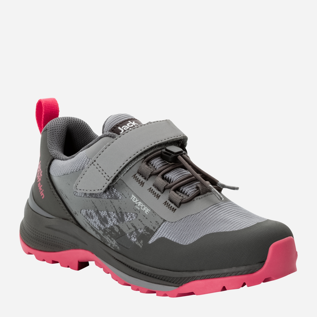 Buty sportowe dziecięce dla dziewczynki na rzepy Jack Wolfskin Villi Hiker Texapore Low K 4056831-2428 35 Szary/Różowy (4064993840506) - obraz 2