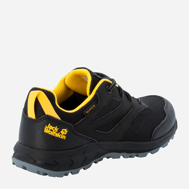Buty sportowe chłopięce lekkie Jack Wolfskin Woodland Texapore Low K 4042162-6055 37 Czarny/Żółty (4064993186703) - obraz 4