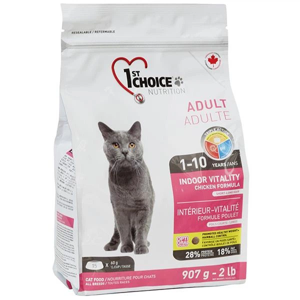 1st Choice Adult Indoor Vitality Chicken 0.907 кг Фест Чойс курица Виталити сухой корм для котов - Фото 1 1st Choice Adult Indoor Vitality Chicken 0.907 кг Фест Чойс курица Виталити сухой корм для котов - изображение 1