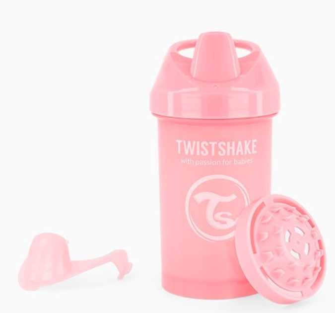 Kubek niekapek Twistshake Crawler Cup Pastel Pink 8 m + z mikserem do owoców 300 ml (7350083122735) - obraz 2