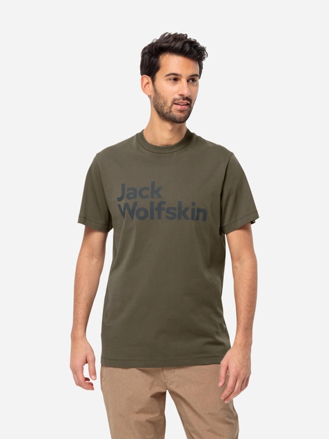 Футболка бавовняна довга чоловіча Jack Wolfskin Essential Logo T M 1809591-4341 XL Темно-зелена (4064993863161) - зображення 1