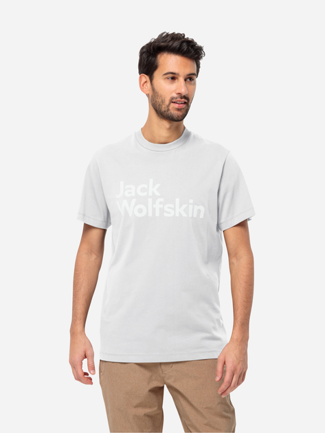 Футболка бавовняна довга чоловіча Jack Wolfskin Essential Logo T M 1809591-5000 M Біла (4064993863123) - зображення 1