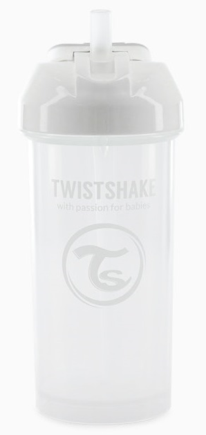 Kubek niekapek Twistshake Straw Cup White 12 m + ze słomką 360 ml (7350083125927) - obraz 1