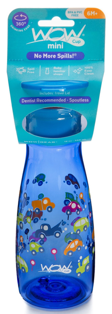 Навчальна пляшечка для годування Wow Cup Mini Blue Cars 350 мл (857689007062) - зображення 4