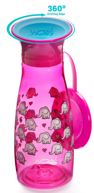 Навчальна пляшечка для годування Wow Cup Mini Pink Elephants 350 мл (857689007055) - зображення 2