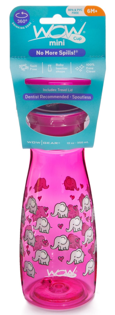 Навчальна пляшечка для годування Wow Cup Mini Pink Elephants 350 мл (857689007055) - зображення 4
