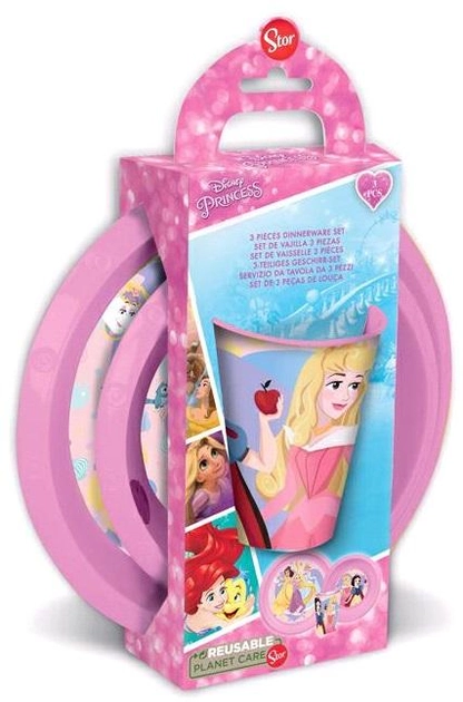 Zestaw naczyń plastikowych Euromic Kids Lunch Set Disney Princess 3 szt (8412497512003) - obraz 2