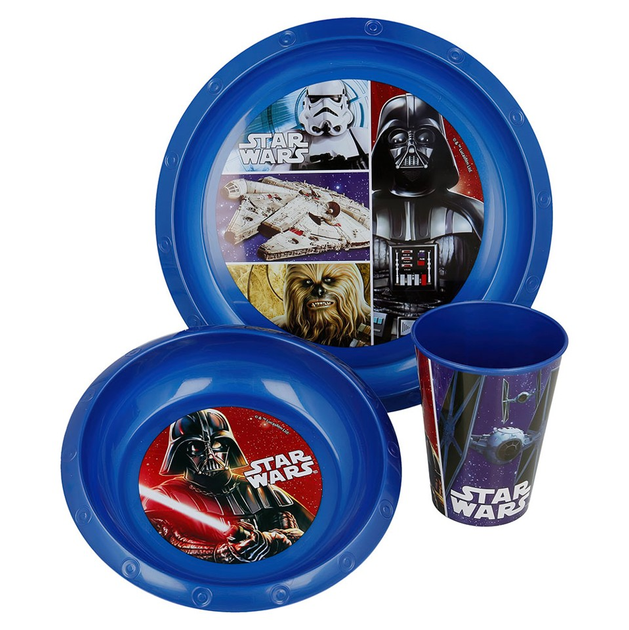 Zestaw naczyń plastikowych Euromic Kids Lunch Set Star Wars 3 szt (8412497824007) - obraz 1