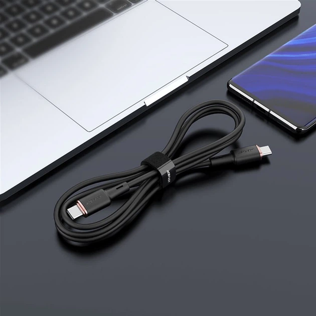 Кабель Acefast C2-03 Type-C to Type-C 3A 60W 1.2 м silicone zinc connectors Black (AFC2-03B) - изображение 2