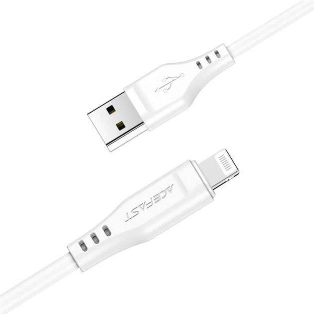 Кабель Acefast C3-02 USB to iP 2.4A 1.2 м TPE TPE connectors White (AFC3-02W) - Фото 3 Кабель Acefast C3-02 USB to iP 2.4A 1.2 м TPE TPE connectors White (AFC3-02W) - изображение 3