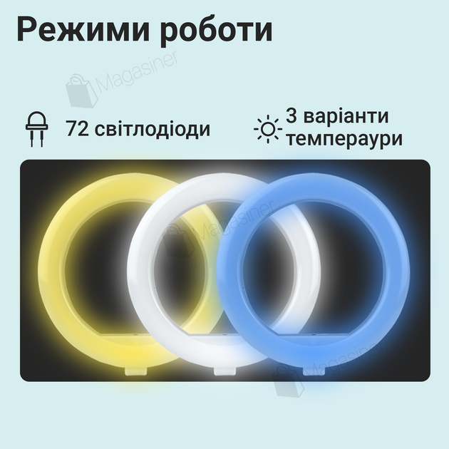 Светодиодная кольцевая лампа LED Ring Light 26 см с держателем для телефона (1375) - изображение 3