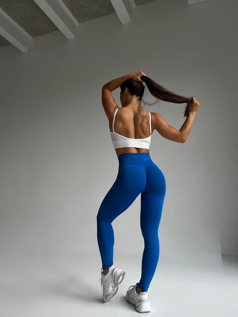 Спортивные женские леггинсы EASY с эффектом Push Up для фитнеса и йоги Бесшовные Однотонные L Синій електрик (XA011LL) - изображение 5