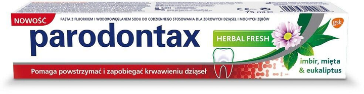 Pasta do zębów Parodontax Herbal Fresh Toothpaste przeciw krwawieniu dziąseł Imbir & Mięta & Eukaliptus 75 ml (5054563949103) - obraz 1