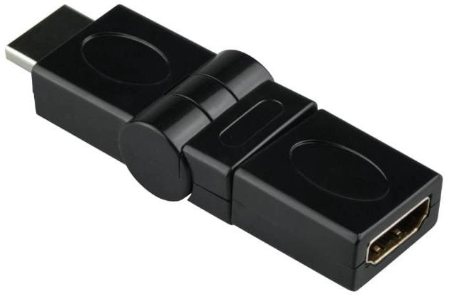 Adapter DPM kątowy obrotowy HDMI - HDMI M/F czarny (5903332589975) - obraz 1