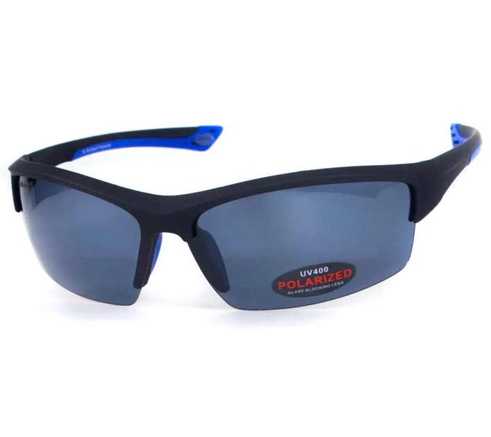 Поляризационные очки BluWater Daytona-1 Polarized (gray) серые в черно-синей оправе - изображение 1