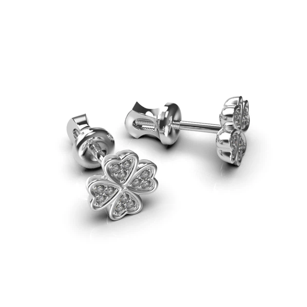 Сережки LUNET з білого золота, з діамантами 338541121 - изображение 13