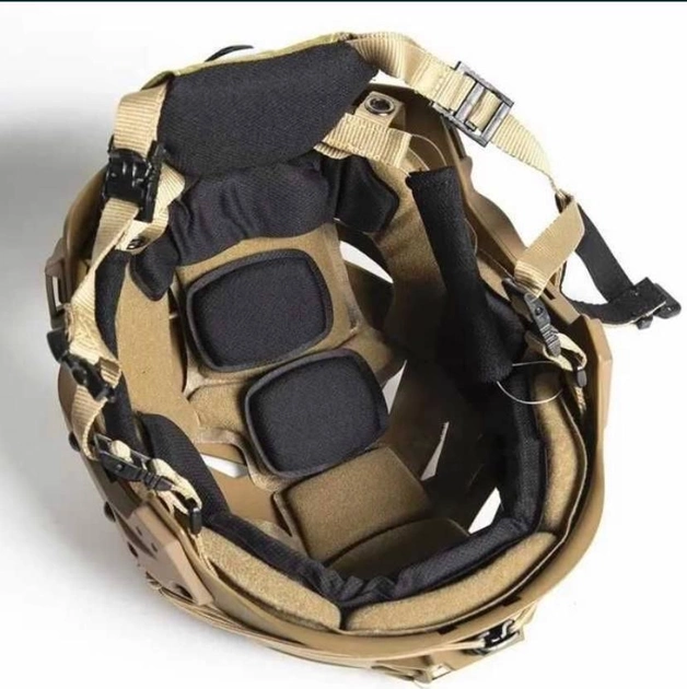 Подвесная система с защитными противоударными подушками для военного шлема койот - изображение 2