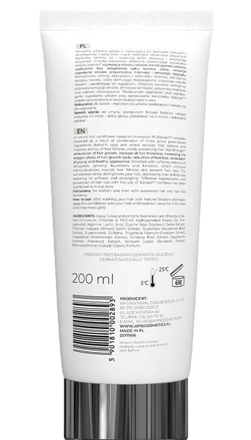 Odżywka Apis Natural Solution Strengthening Anti Hair Loss Conditioner wzmacniająca przeciw wypadaniu wlosów 200 ml (5901810002893) - obraz 2